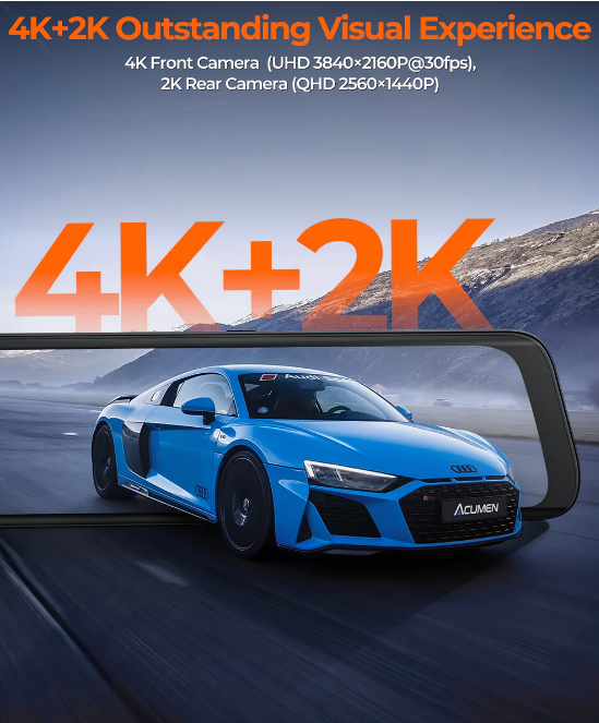 10 inch touchscreen mirror dash cam front and rear camera