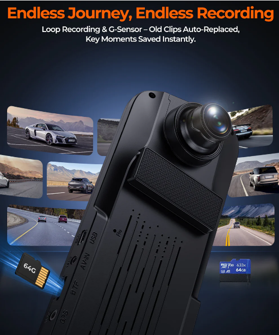 Acumen XR10 Pro 4K Dash Cam Mirror 10” Touchscreen Front & Rear Camera with 24/7 Parking Monitoring