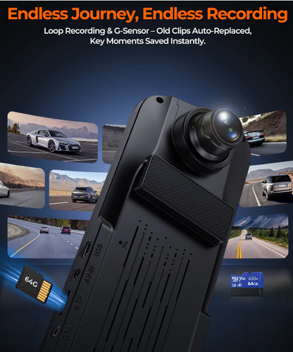 Acumen XR10 Pro 4K Dash Cam Mirror 10” Touchscreen Front & Rear Camera with 24/7 Parking Monitoring