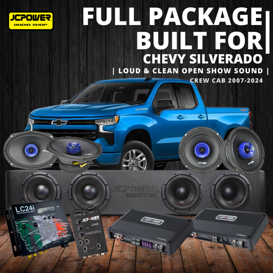 JCPOWER Pro Audio Sound System Package 2007-2026 Chevy Silverado Crew Cab