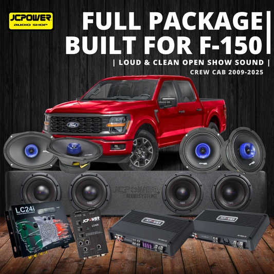 JCPOWER Pro Audio Sound System Package 2009-2025 Ford F-150 Crew Cab