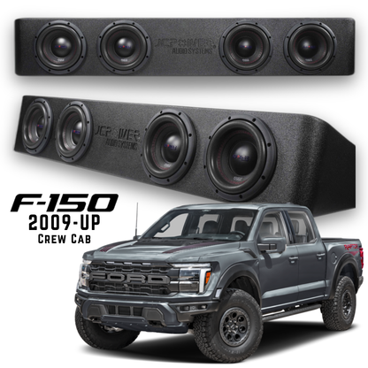 JCPOWER RSX-FORD8Q1 3200 Watt Quad 8″ Loaded Custom Subwoofer Enclosure for Ford F-150 Crew Cab Trucks (09-Up)