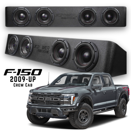 JCPOWER RSX-FORD8Q1 3200 Watt Quad 8″ Loaded Custom Subwoofer Enclosure for Ford F-150 Crew Cab Trucks (09-Up)