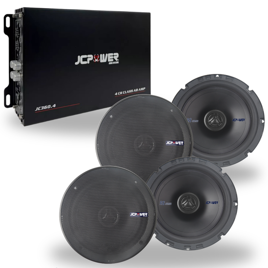 JCPOWER 4-Channel Amplifier + 4 Speakers Package