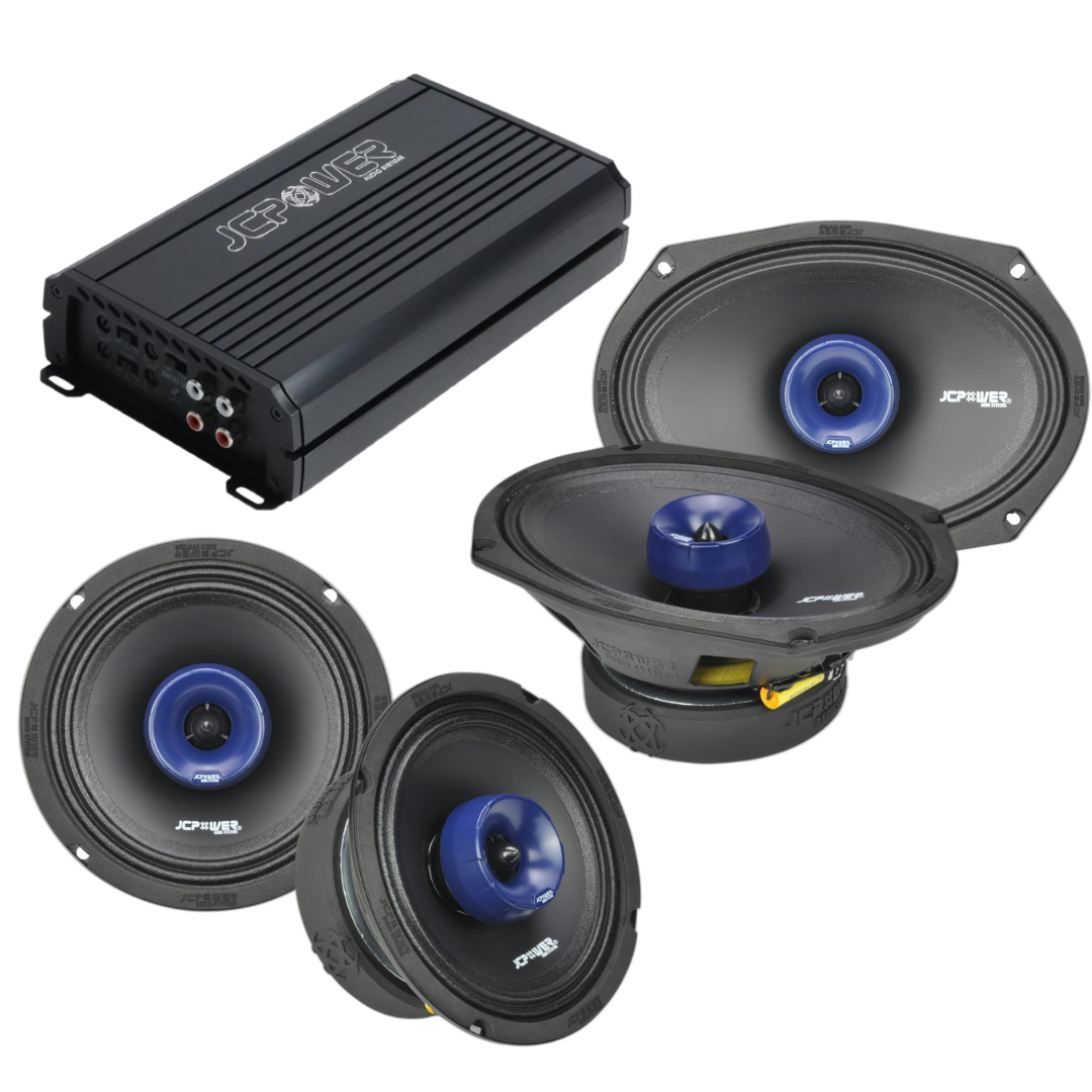 Car audio system with amplifier and pro audio speakers