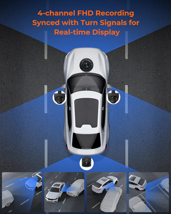 blind spot dash cam turn signal display mirror