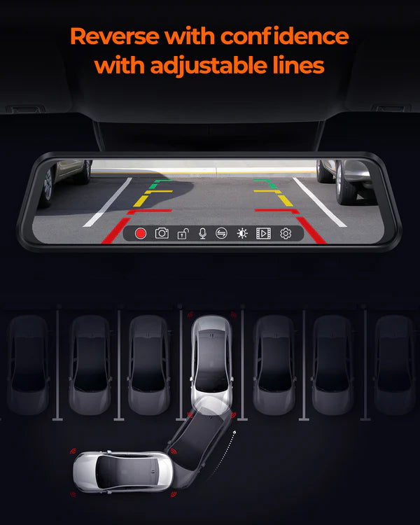 Acumen 4 Channel Mirror Dash Cam M4 Quad – Front, Rear & Side Cameras with Blind Spot Display & 24/7 Recording